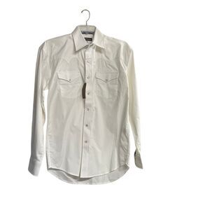 STETSON Men’s White Western Style Button Up Long Sleeve New Shirt Size Medium